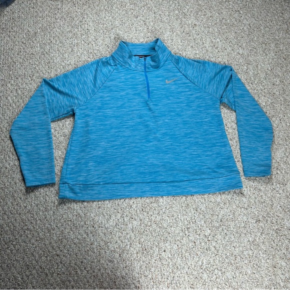 Nike Tops - Nike Running Dri-Fit Women's Blue Long Sleeve Quarter Zip Thumbholes Size 1X